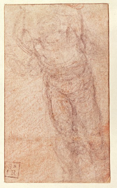 「復活」のための研究、1532-34年頃（紙に赤と黒のチョーク）（直腸） 作： Michelangelo Buonarroti